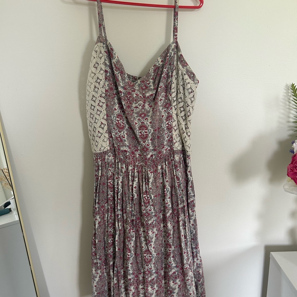 Floral Spaghetti Strap Dress - Red, Pink, and White